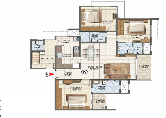Featured Image of Godrej 101 3 BHK Floor Plan